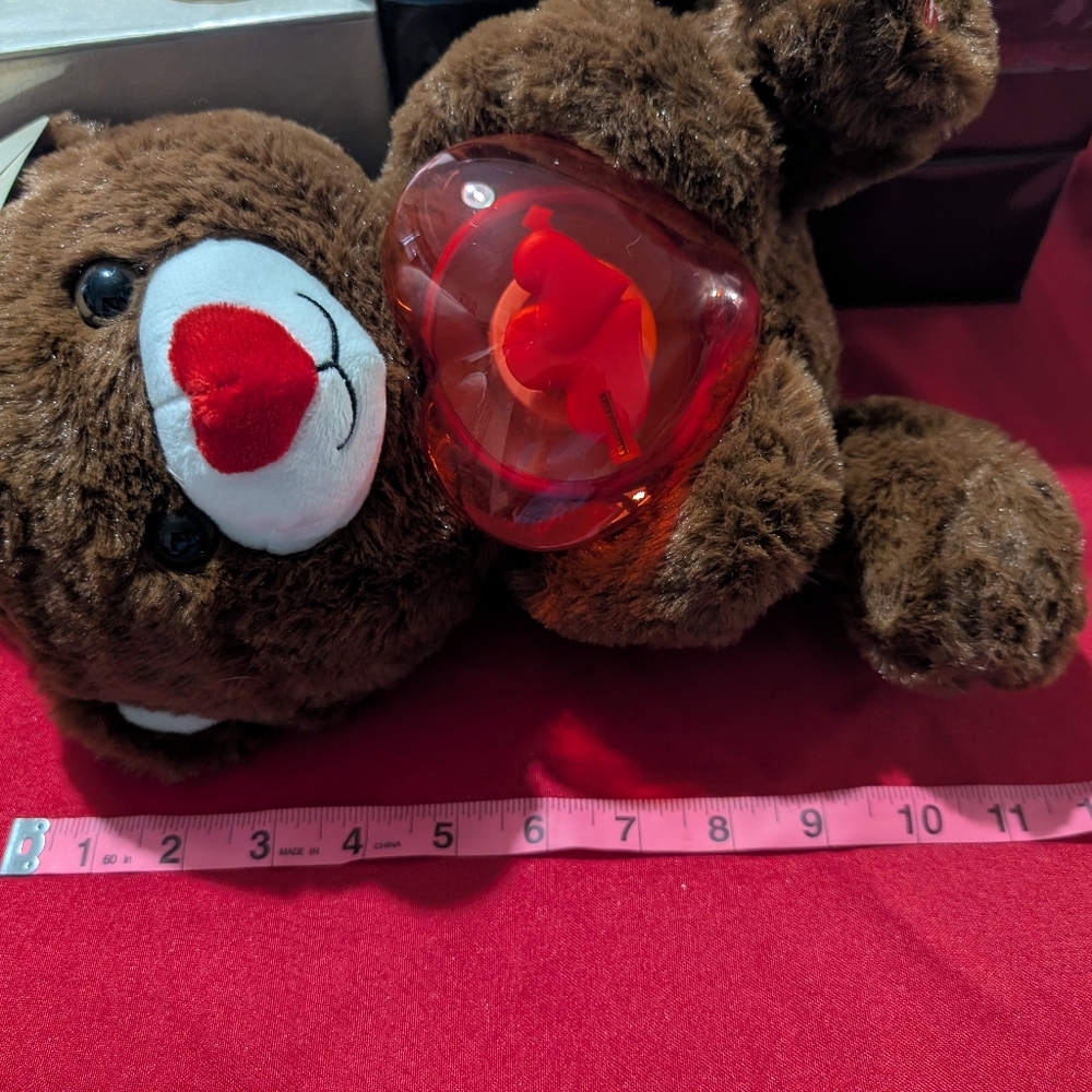 Brown Plush Teddy Bear with Red Heart Accessory